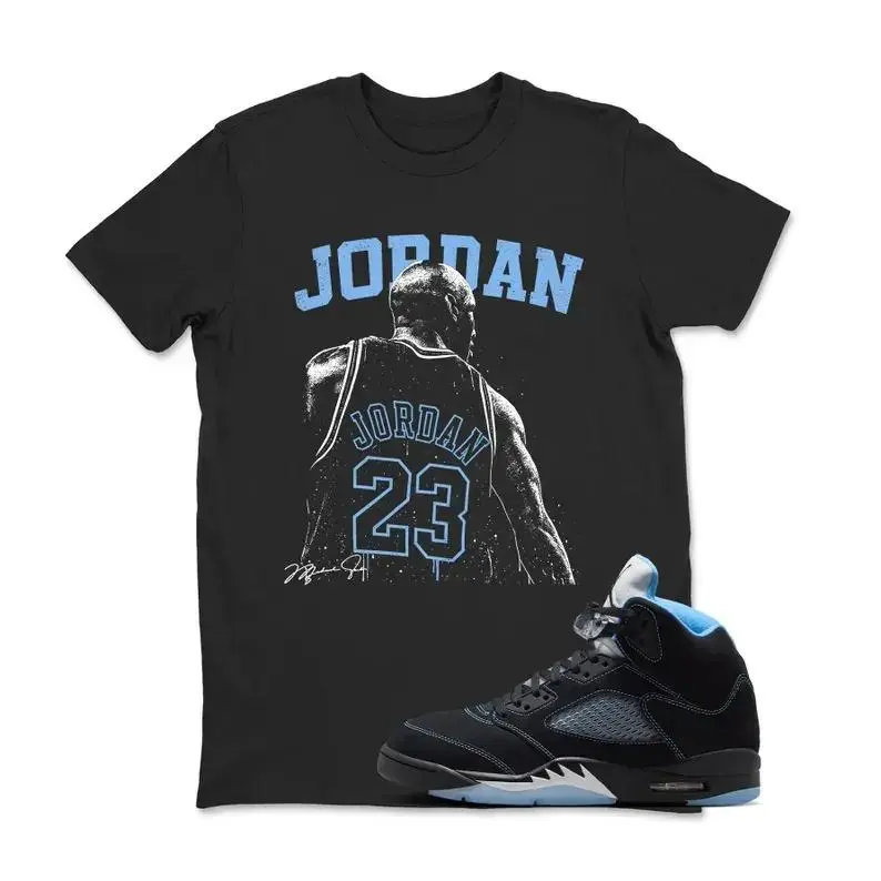 #23 Jordan Shirt To Match Jordan 5 Black University Blue, Black & Blue Jordan TShirt Match, Jordan 5 Matching Sneaker Graphic Tee
