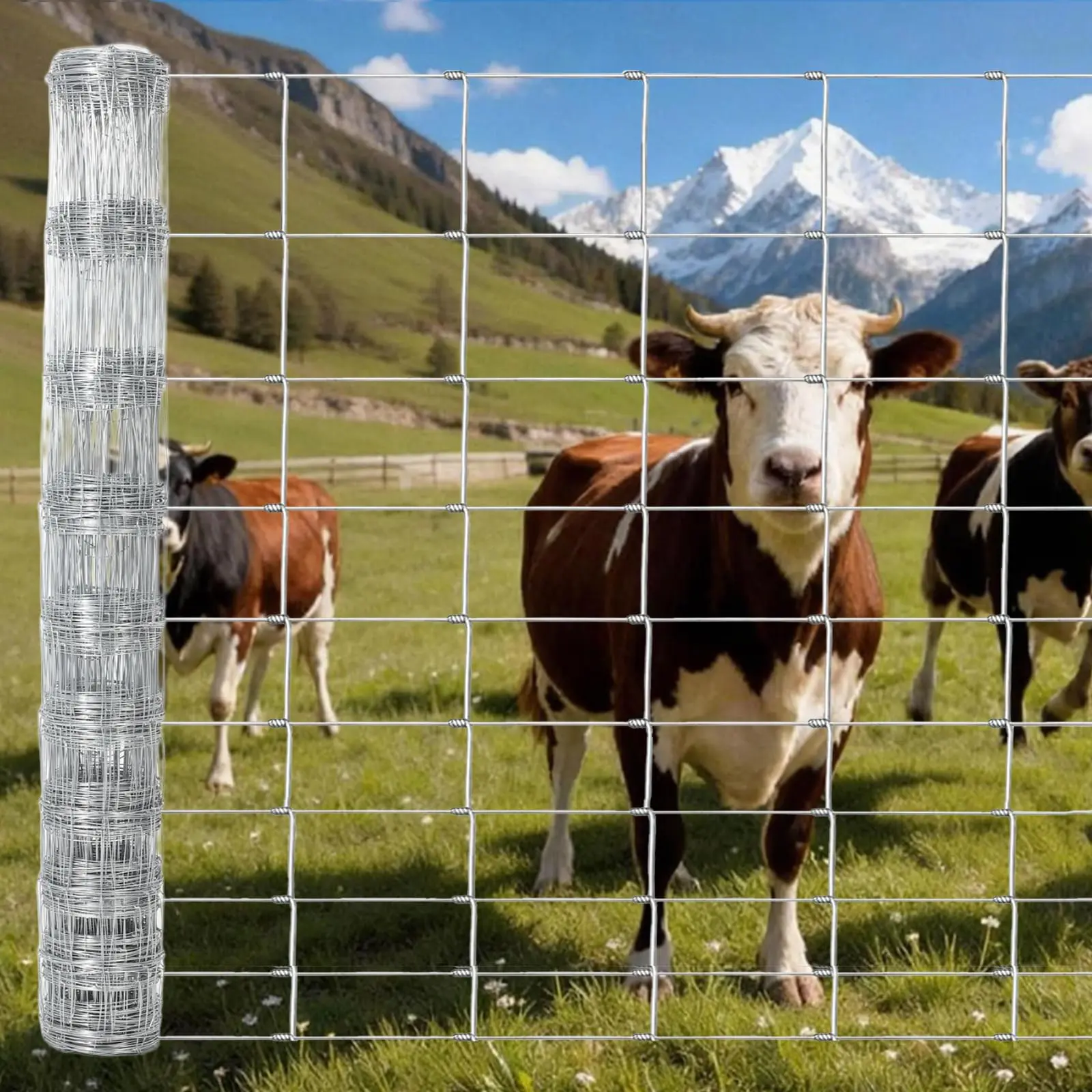 5FT x 328FT Heavy-Duty Farm Fence, Galvanized Wire Livestock Fencing for Goats, Cattle & Deer, High-Zinc Field Fence Roll for Yard, Pasture & Ranch Protection
