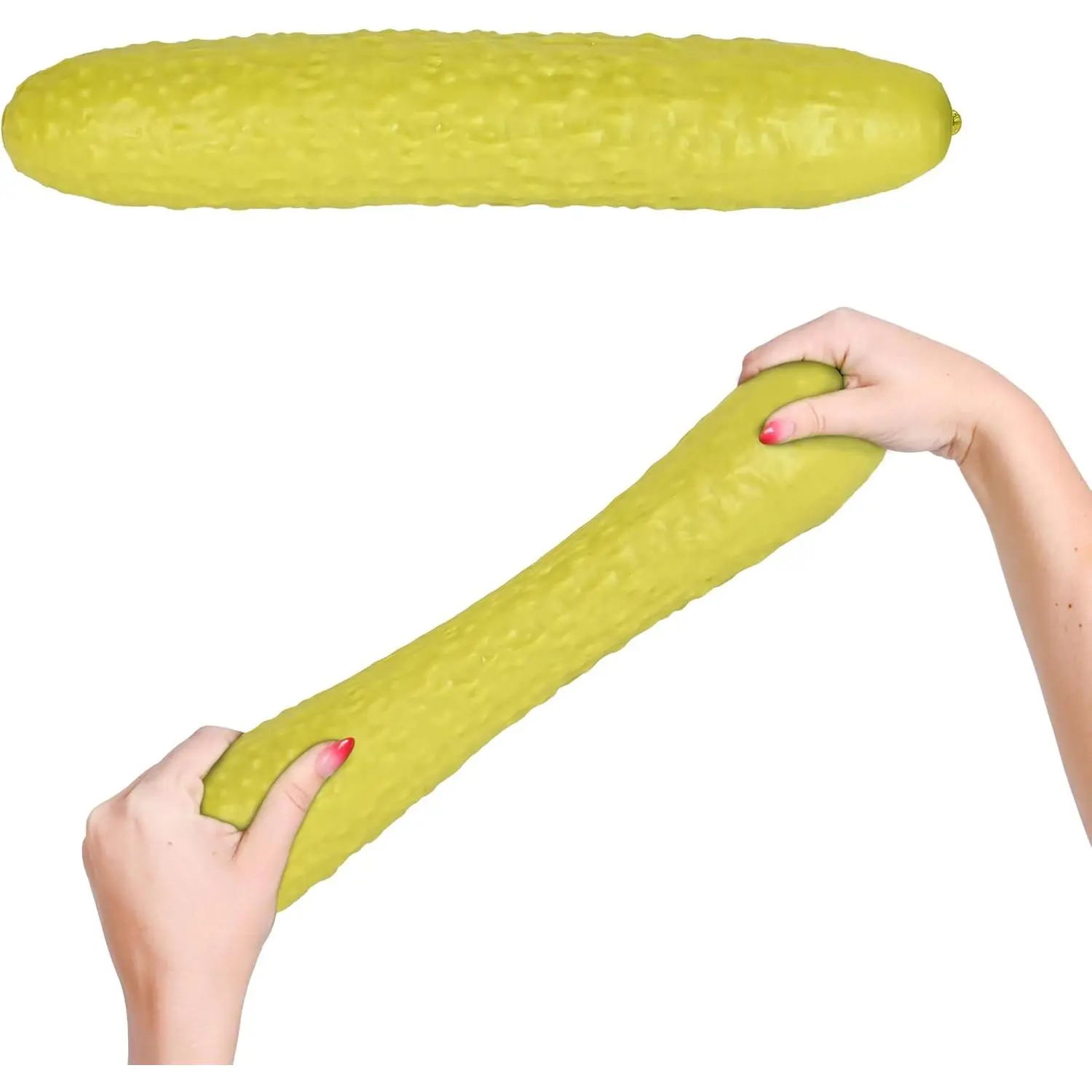 Toymendous Jumbo 12-in Pickle Stress Relief Toy, Unisex Stretchable Squishy Fidgeting Item for Sensory Needs, Soft Squeezable for Kids, Pickle Shape