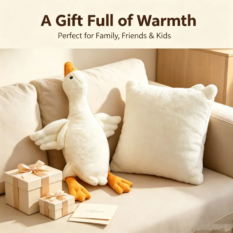 Huge Soft White Duck Stuffed Animal Pillow Toy, Cute Plush Cushion for Girlfriend & Kids, Ideal Gift for Boyfriend & Husband, Perfect for Room Decor & House Decor, Stuffed Animals