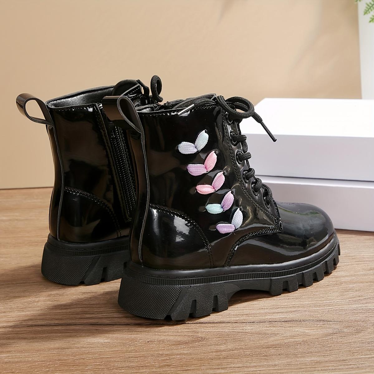 Girls' Casual Fashion Mid-Calf Boots with Lace-Up & Side Zipper Closure - Durable Faux Cover, Round Toe, TPR Sole - Perfect Fall/Winter Outdoor Activities, Casual Wear Boots |                   Playful Design |                   Durable Boots1011