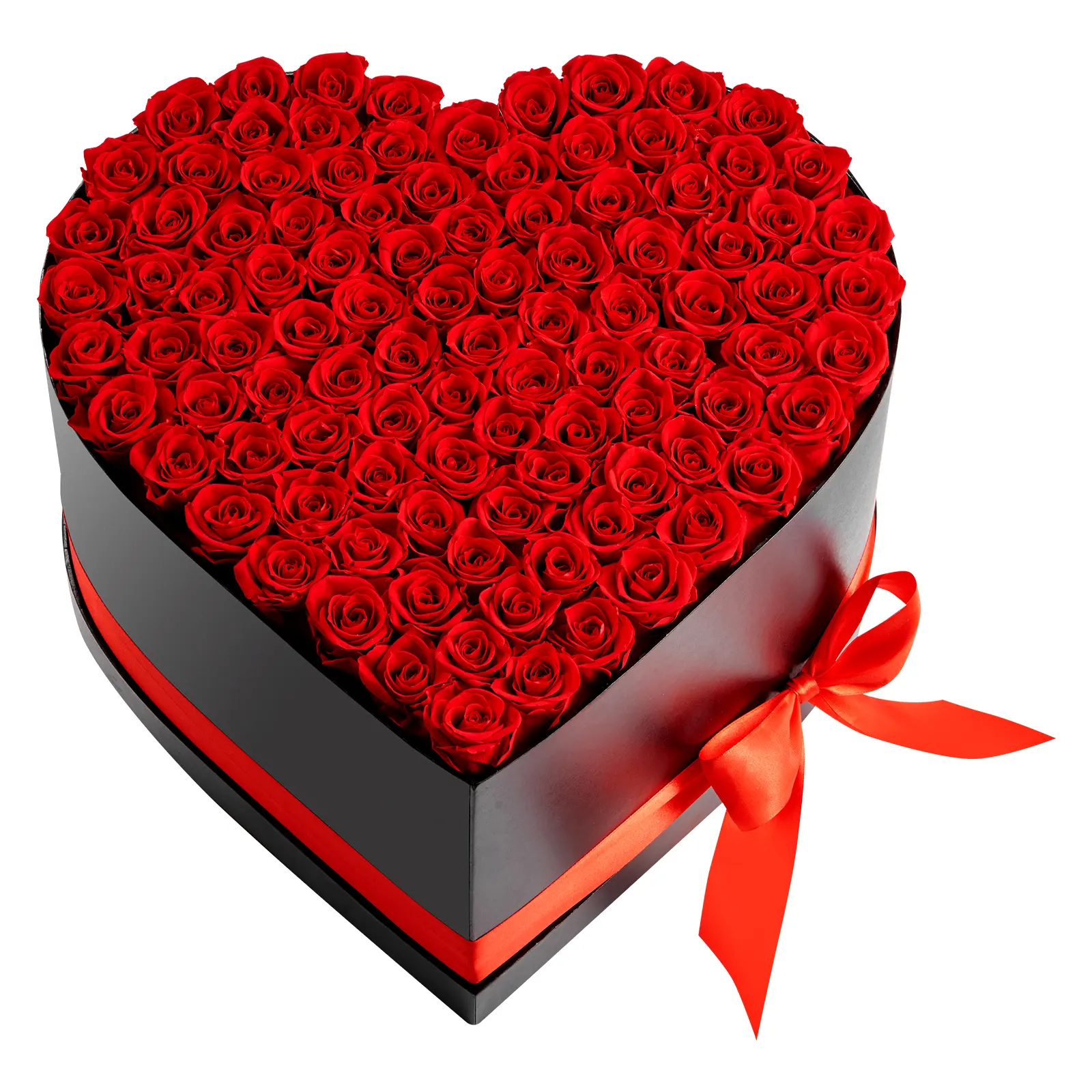 Forever Flowers, 100 Preserved Roses in a Heart Shape Box, Eternal Flowers Immortal Bouquet Birthday Present for Women Her Wife Mothers, Anniversary, Valentine's Day, Christmas, Red