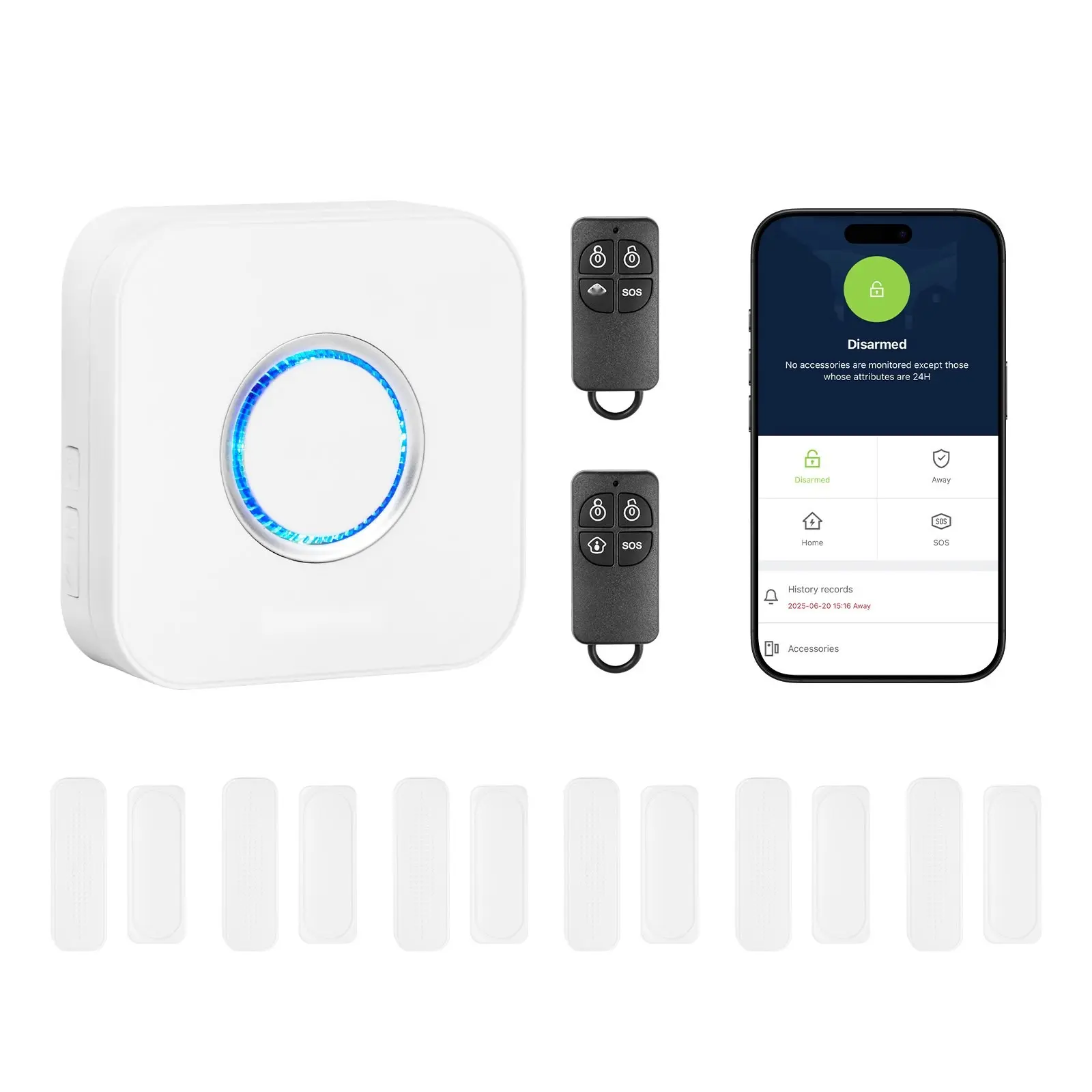 Door Chime, DC 12V, Wireless Door Open Contact Sensor Alarm Chime With 656 Ft Range, Suitable For Business, Store, Home And Office, Includes 1 Receiver And 6 Wireless Sensors, App Compatible, Easy Setup, Real-Time Alerts