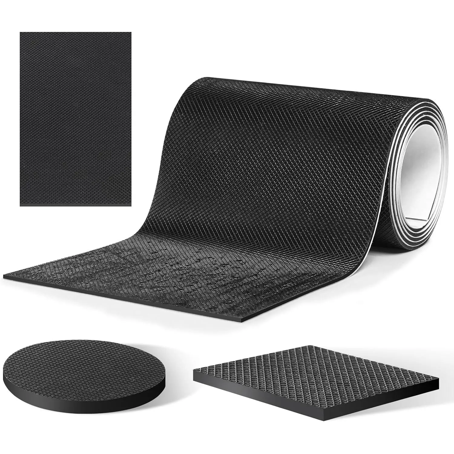 Non Slip Furniture Pads, Self Adhesive Rubber Pads with Anti Skid Stickers, Cuttable Rubber Sheet for Furniture and Appliances (4” × 40”)