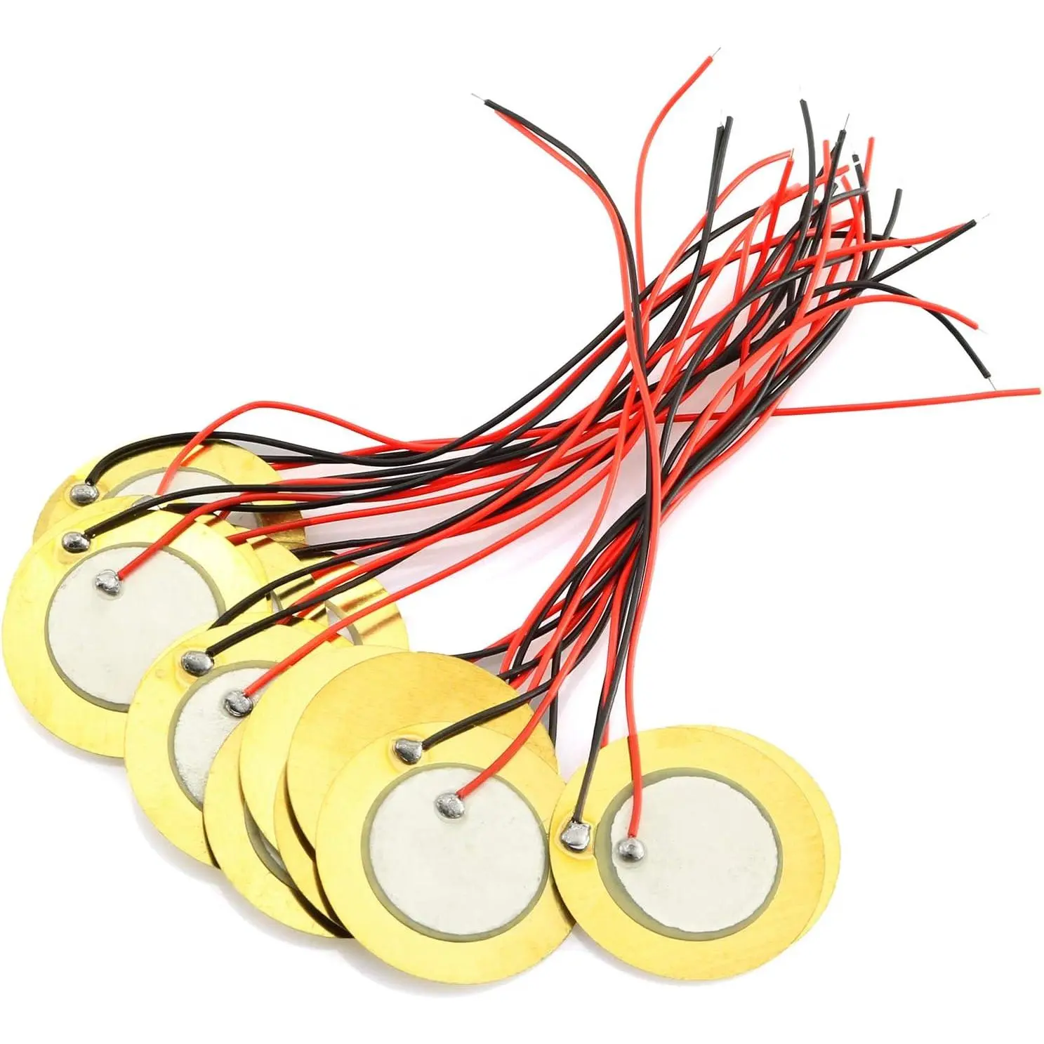 15 count 27mm Piezo Disc Transducer Contact Microphone Trigger Sound Sensor with 4 Inches Wires for Acoustic Instrument