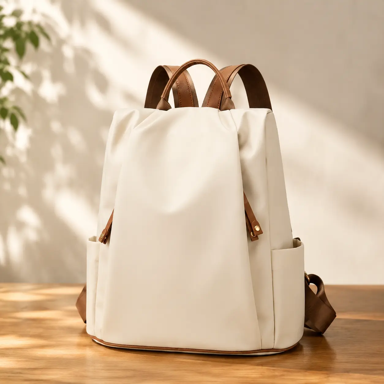 Sleek Anti Theft Backpack For Women Daily Commute Lightweight Nylon Casual Travel Bag Large Capacity Laptop Friendly Zipper Closure Contrast Stitching