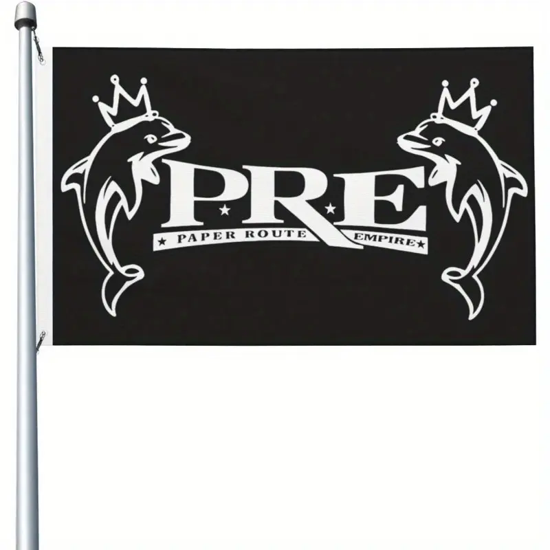 Single-Side Machine Young Music Dolph Flag |   Outdoor Welcome Flags Banner Decoration For Garden Yard Party Dorm Bedroom, 90X150cm, Polyester Fabric, Grommets' Color Random
