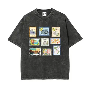 Unisex Italy Vintage Stamp Dolce Vita & Italian Cities Graphict Washed T-Shirt Personalized Pattern Y2k Clothing Round Neck Washed T-Shirt,Women's Clothing 100% Cotton, Menswear, Top, Vintage Style,Summer Casual Oversized