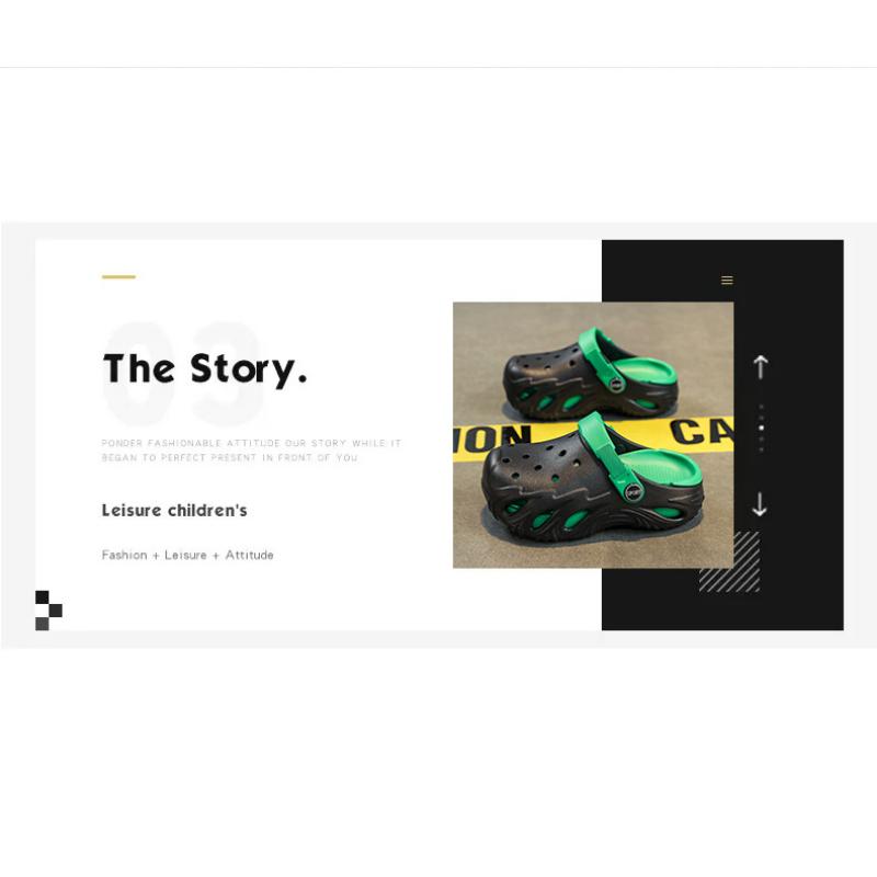 Boys' Hole Shoes Summer New Style Bag-toe Slippers For Children 6-15 Years Old Big Children's Sandals Wearing Outside And Stool-stripping kids  clogs