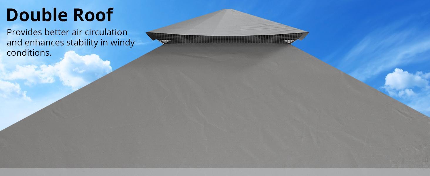 13x13FT Pop Up Gazebo, Outdoor Canopy Tent with Mosquito Netting, Pop Up Canopy with Double Roof Design & Adjustable Height, UV-Resistant Patio Gazebo Sunshade for Graden/Backyard/Lawn/Beach (Gray)