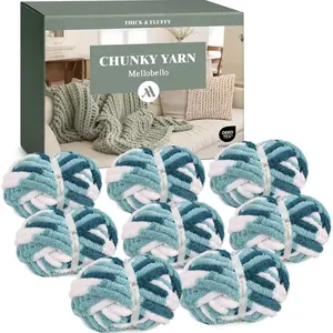 Jumbo Chunky Yarn for Hand Knitting - Super Thick Chenille Chunky Yarn for Crocheting - Extra Soft Bulky Fluffy Blanket Big Yarns 8 Jumbo Pack (27yds,8 oz Each Skein)