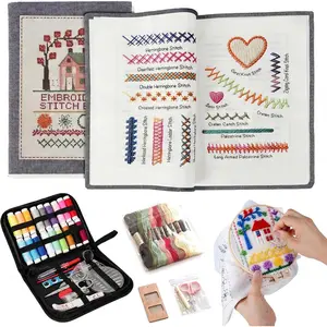 Upgraded 2026 Embroidery  Book Kit for Beginners | 106 Patterns, 65 Water Soluble Designs, 86 count Sewing Supplies Set with Hoop | Complete Set | DIY Craft   Practice Book