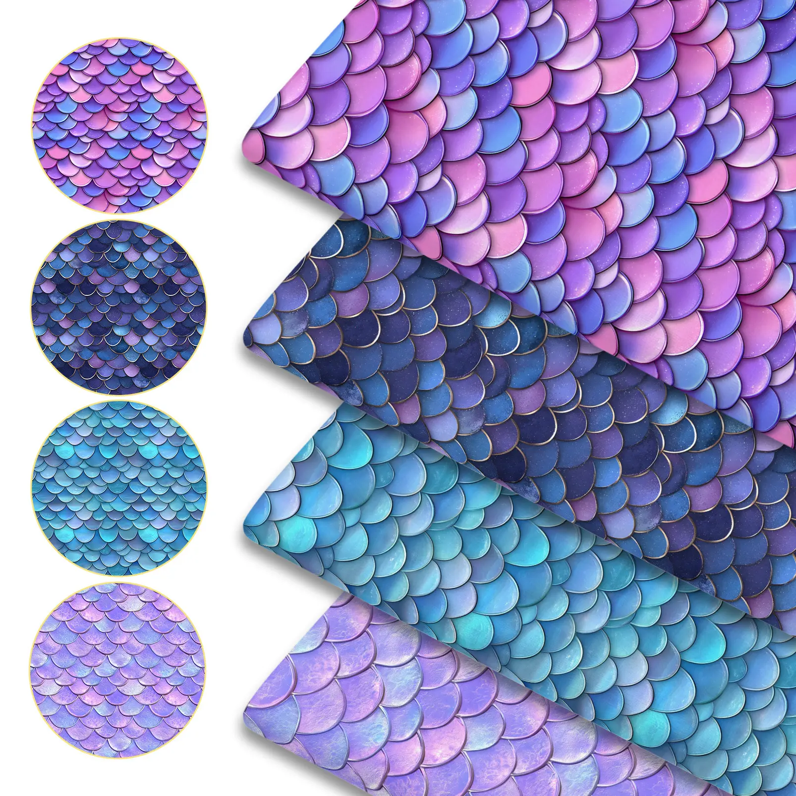 1pc Mermaid Scale Print Fabric 50cm x 150cm / 19.69in x 59.06in, Suitable for Quilting, Bedding, Tablecloths, Bags, Face Masks, Hats, Headbands, Pillowcases And Other Fabrics