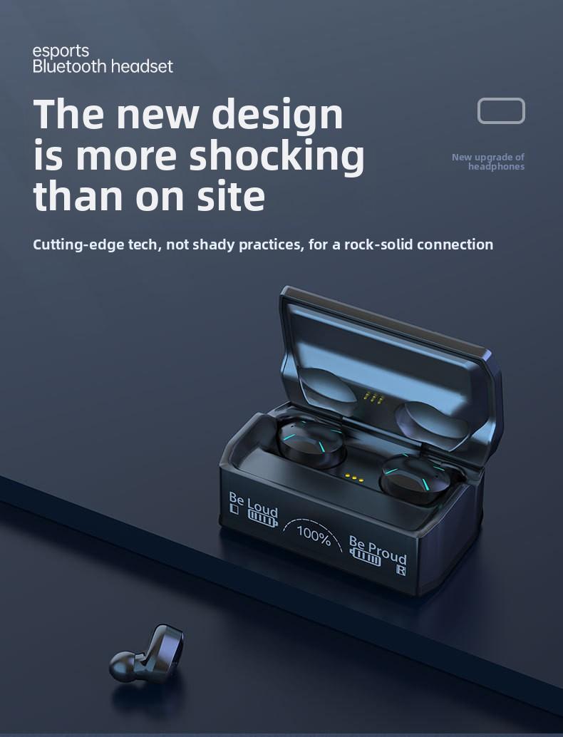 M96 Wireless Bluetooth Earphones with Digital Display Screen, In-Ear Gaming Headset, Low Latency, 5.3 Earbuds, Ultra-Long Battery Life