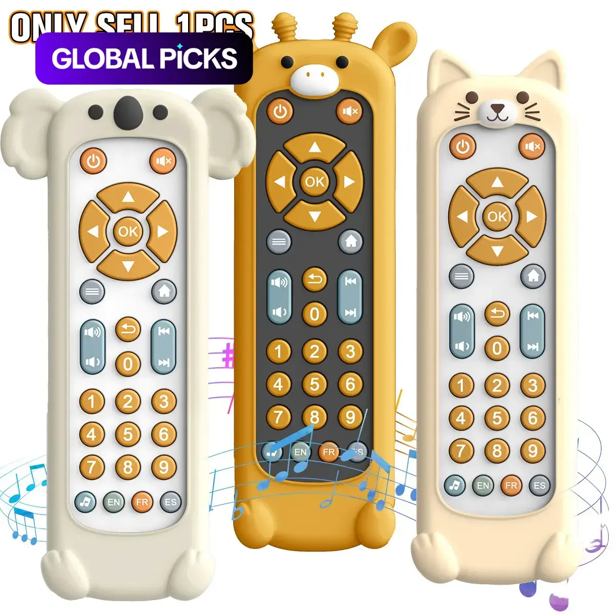 Baby Infant Remote Control Toys Educational Baby Toy/Light Sound Music Musical Light Up/ Realistic Toys Remote Control Baby Music Toys with Language Teaching Toddlers Random Color