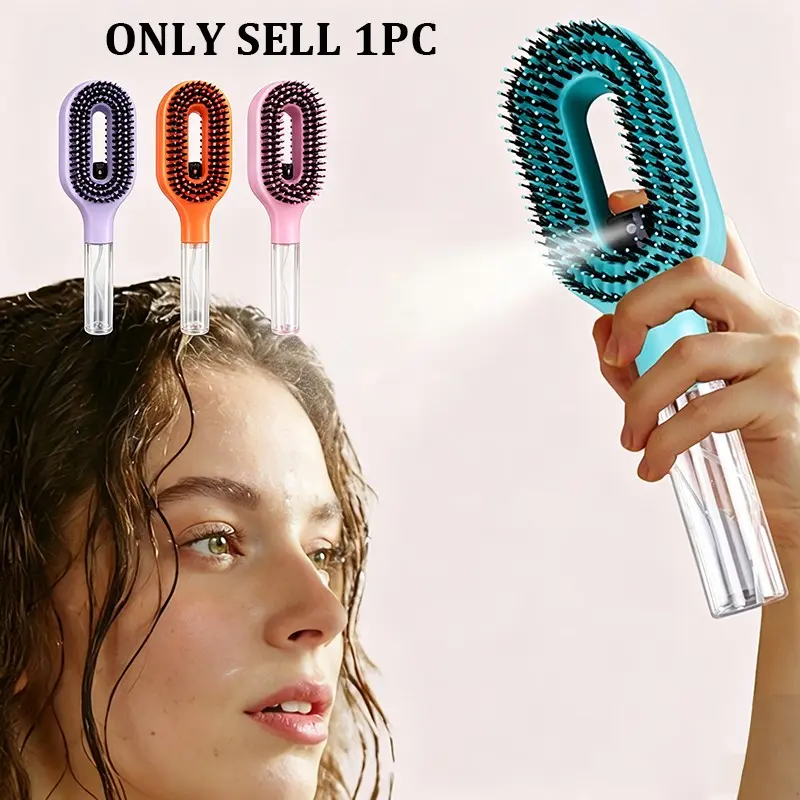 2-in-1 Pink Spray Hair Detangler Comb with Water Tank, Salon Styling Brush for Hydrating & Detangling, Fine Mist Spray Design for Easy Hair Care, Scalp Massage & Shine Restoration, Portable Lightweight Hair Styling Tool for Women, Perfect for Daily Home