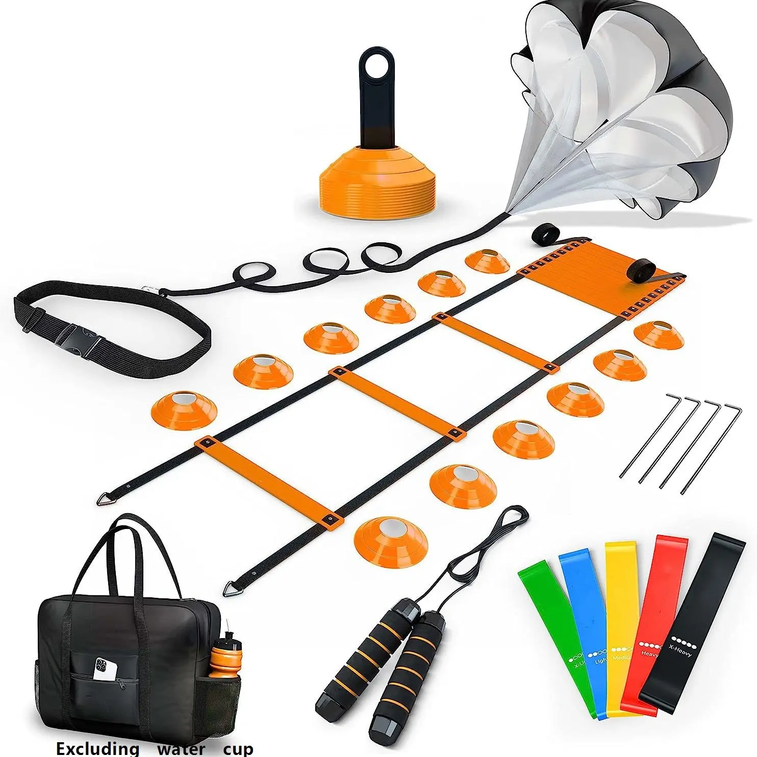 Agility Ladder Training Set, Resistance Umbrella, Marker Bucket, Pull Rope, Jump Rope, Athletic Football Agility Trainer, Explosive Power Workout Gear, Sports Training Equipment