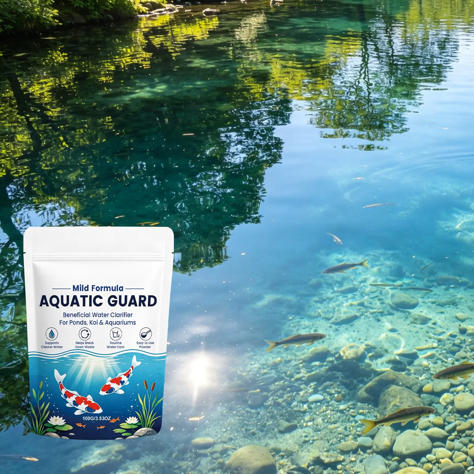 Water Clarifier Powder, Easy Dissolving, Gentle Formula, Safe for Pools, Fish Tanks, Koi Ponds, Landscape Water Features