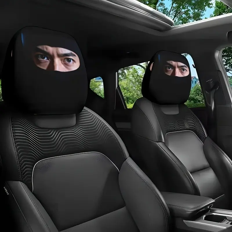 2 Pcs Cool Mystery Eyes Car Seat Headrest Covers, Universal Fit, Easy Install, All Seasons, Polyester Knit Fabric, Perfect Gift, Car Seat Accessories