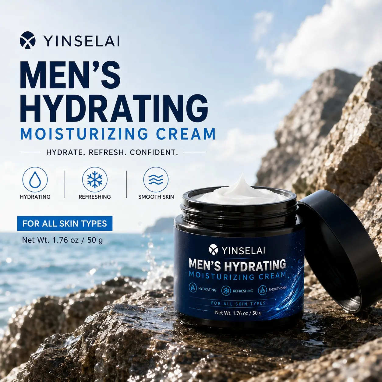 Men's Face Moisturizer Cream, Moisturizing, Anti-Aging Firming Hydrating Lotion, for Fine Lines & Wrinkles, Daily Mens Skincare Routine, Smooth Skin, Mens Grooming & Self Care, All Skin Types, Mens Beauty Must-Have