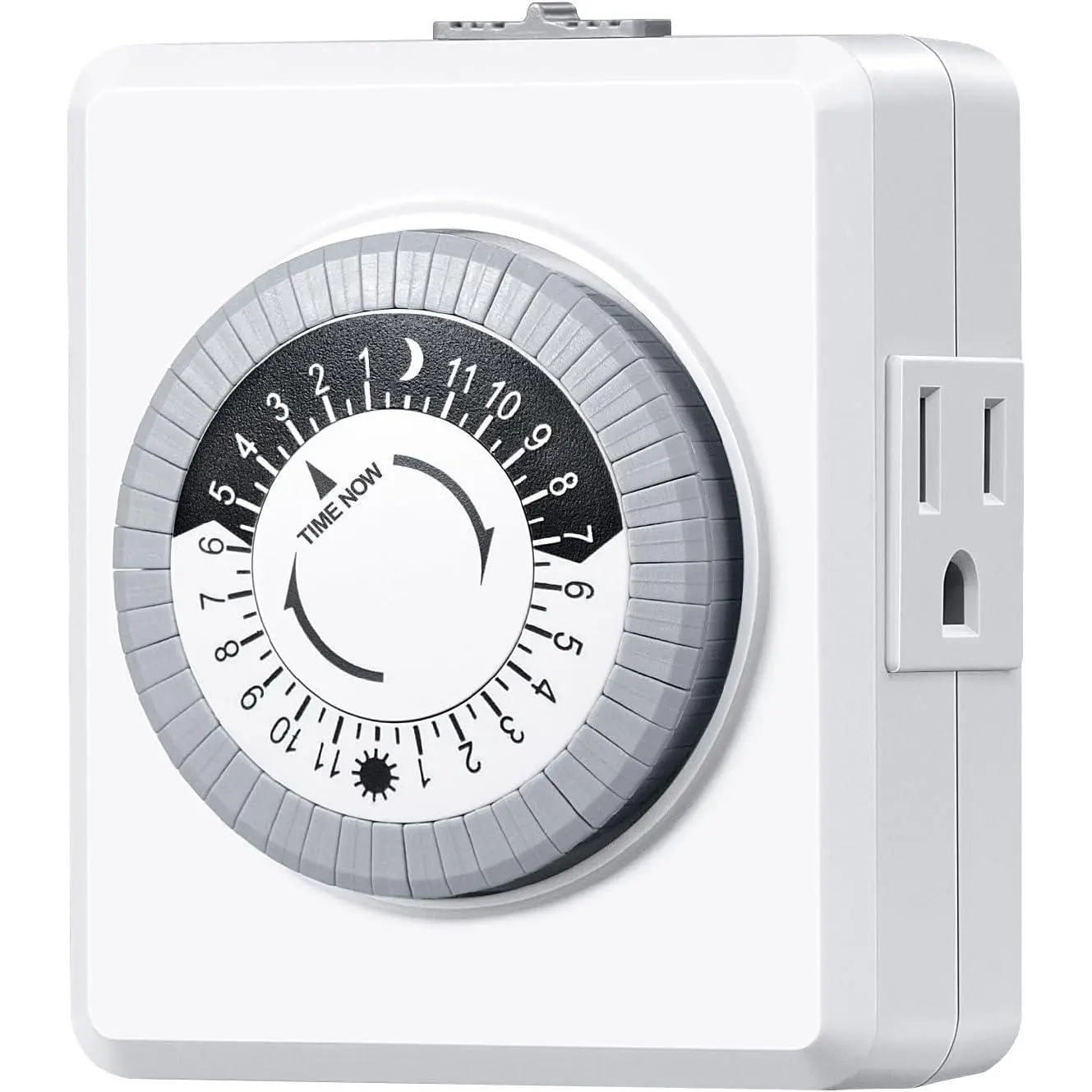 Safe Plug-in Mechanical Timer - 24-Hour Cycle Control, 30-Minute Intervals, 3-Prong Outlets, 125V 15A, ETL Listed Single Unit for Households’ Indoor Room Lights, Lamps, Fans