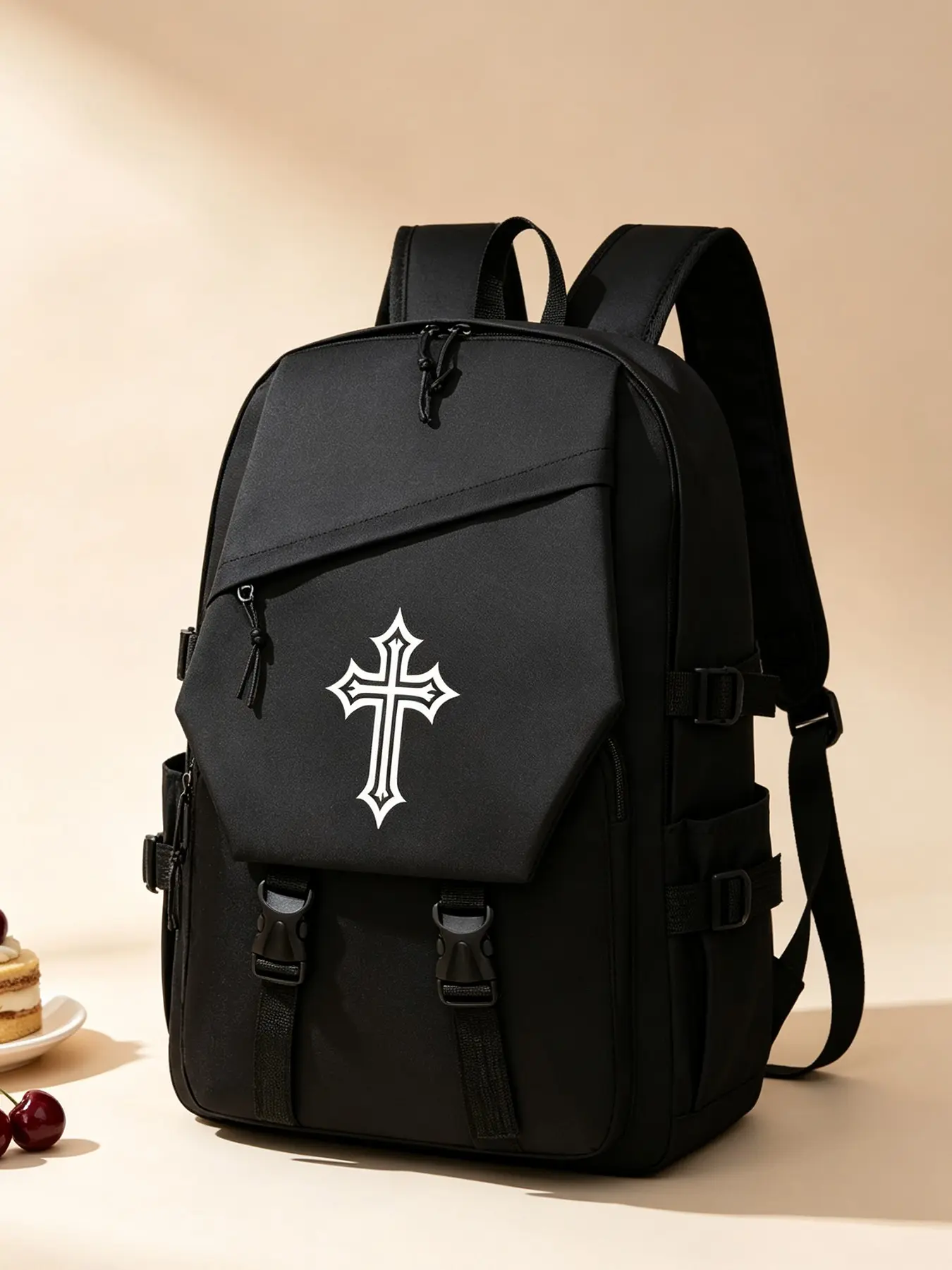 Cross Pattern Backpack for Men, Sports Bag, Student Bookbag, Casual Commute Laptop Bag, Office Work Bag, Ideal for Travel and Daily Use