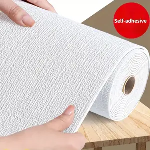 One roll of self-adhesive, thickened linen-textured wallpaper. Easy to install and clean, tear and stick. Breathable and cut to size. 19.68 inches x 197 inches. Suitable for bedroom, living room, study, dormitory, and rental apartment wall decoration.