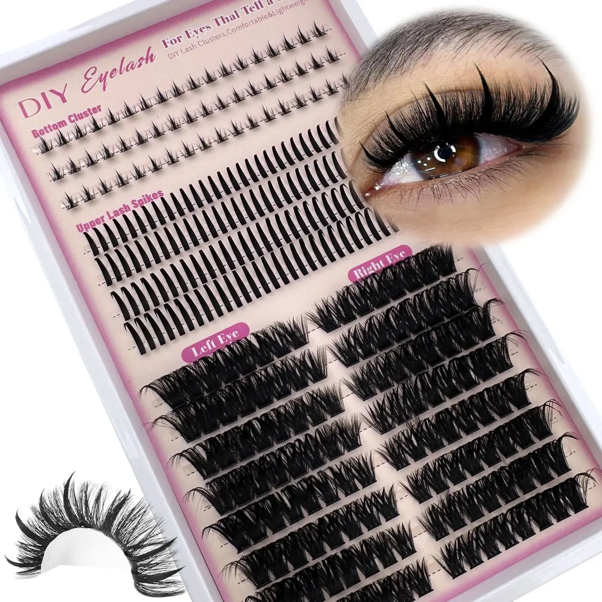 3-in-1 eyelash bundle 100D 5-18mm eyelash curler, bottom eyelash curler, eyelash clump volume, extended eyelash manga clump, extended eyelash mink strip, thick reusable eyelashes, cosmetic false lashes, DIY false eyelashes
