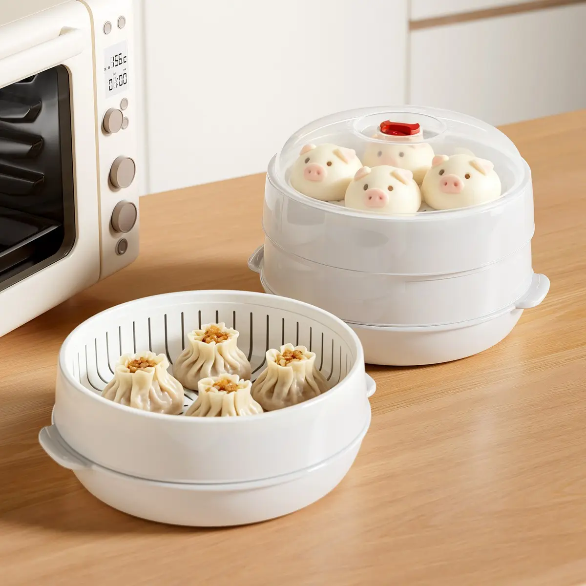 Food-Grade Stainless Steel Steamer Tray, Single/double Layer, Microwave Safe, Thick Handle, Easy Cleanup, Multi-Function Kitchen Steamer Basket