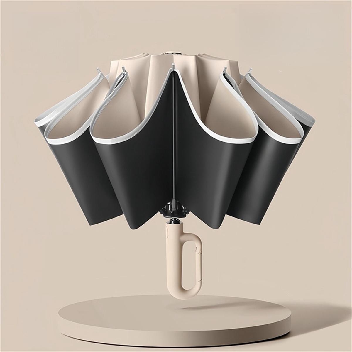 Portable Folding Umbrella, 1 Count 46 Inch Windproof Umbrella with Reflective Strip, Durable 10 Rib Design Umbrella for All Weather, Wind Resistant Umbrella