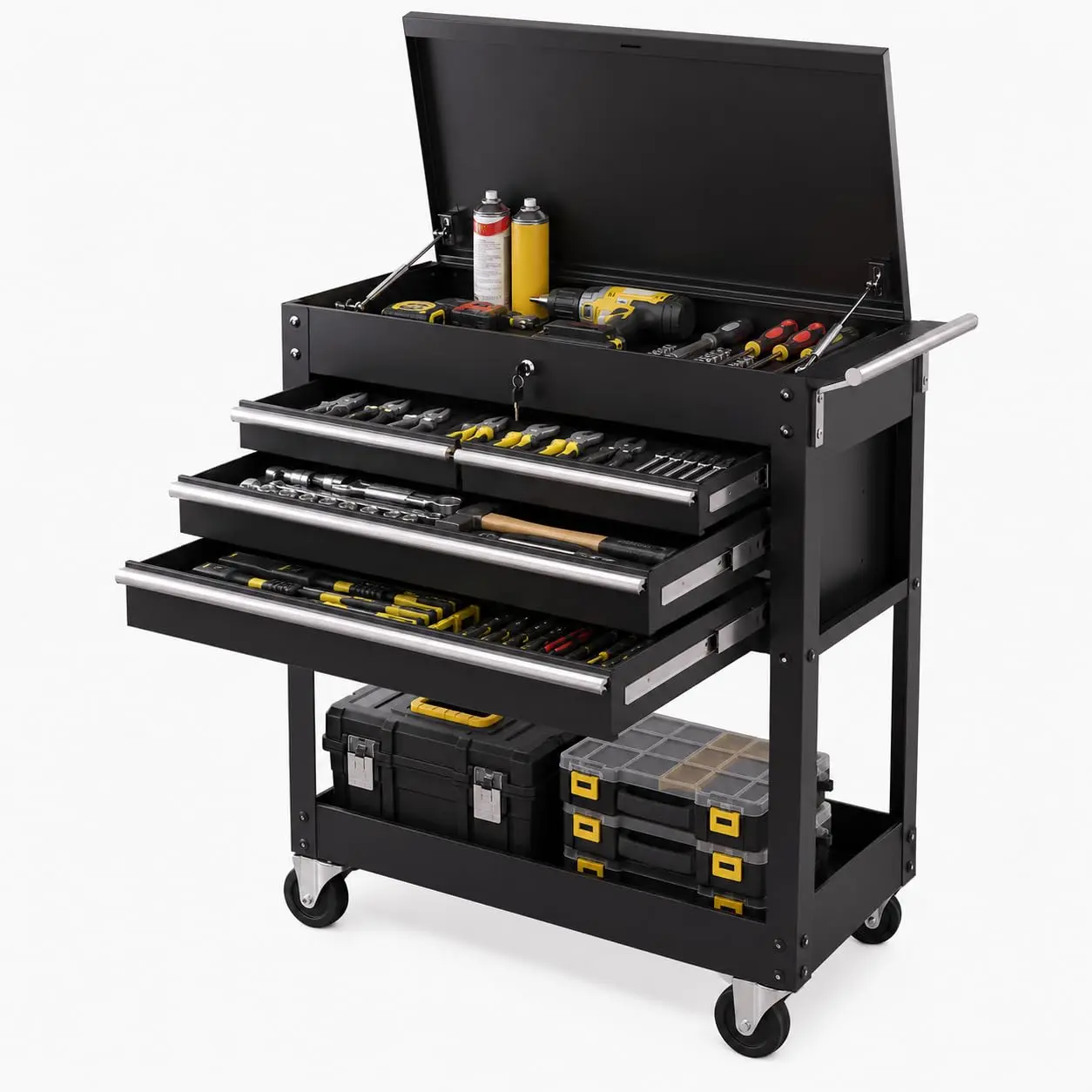 Heavy Duty 4-Drawer Rolling Tool Chest, Rolling Cart for Tool Organization with Wheels
