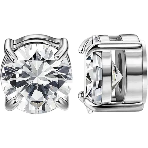 Magnetic Stud Earrings Unisex Pair - Stainless Steel Clip-On Halo Cubic Zirconia, Hypoallergenic Non-Piercing Magnetic Closure, Diamond-Style Studs for Birthday Anniversary Christmas Gift