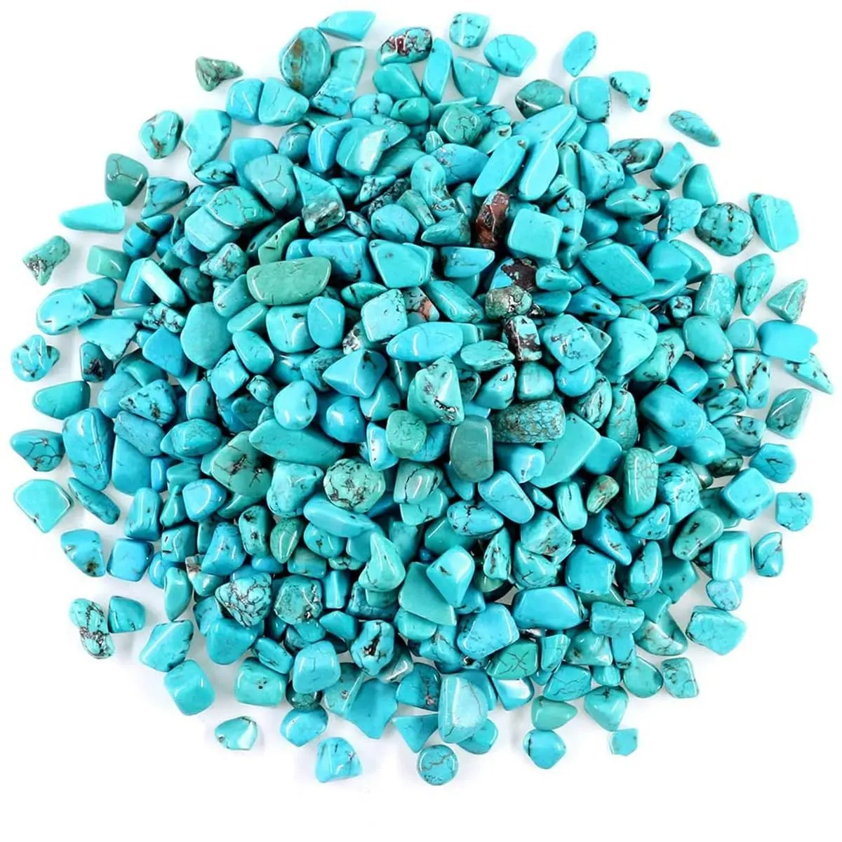 1lb (460g) Decorative Quartz Stone, Irregular Shaped Turquoise Small Tumbled Chip Gravel, Crushed Natural Green Crystal with Smooth Finish for Handicrafts, Home Décor