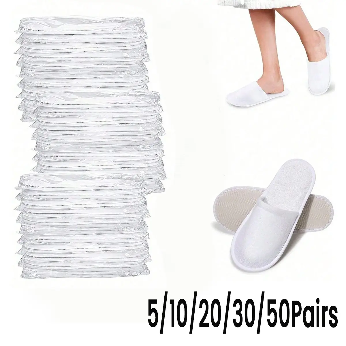 1-20 Pairs Disposable Slippers, Spa Slippers, Indoor Slippers, House Slippers, Unisex Non-Slip Closed Toe, Suitable for Hotel Home Travel, Home Footwear