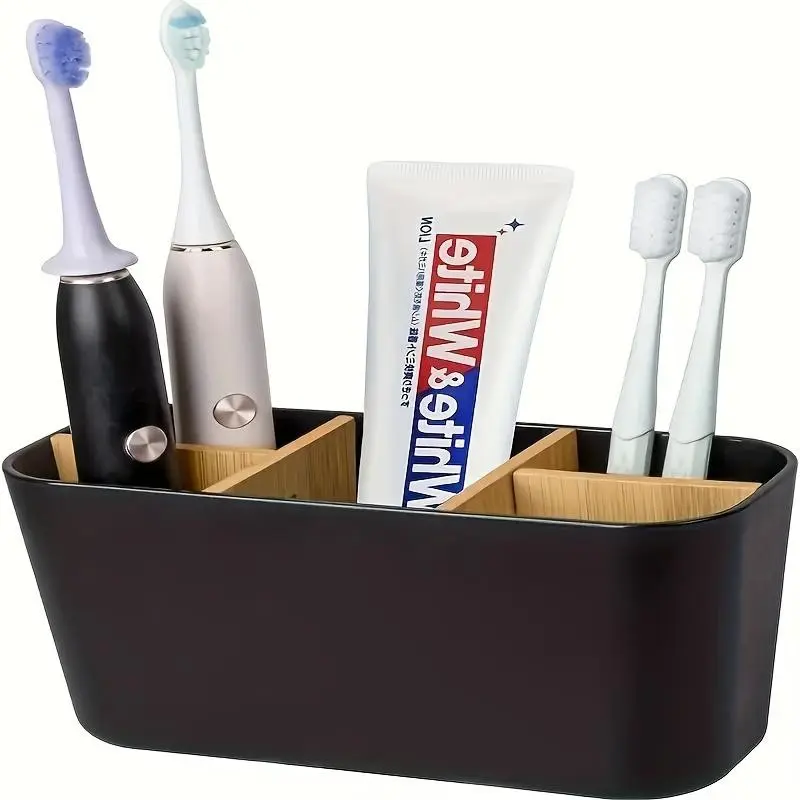 5-Tier Plastic Toothbrush Storage Holder, Lightweight, No Power Needed, Bathroom Organizer, Durable Design, Minimalist Style