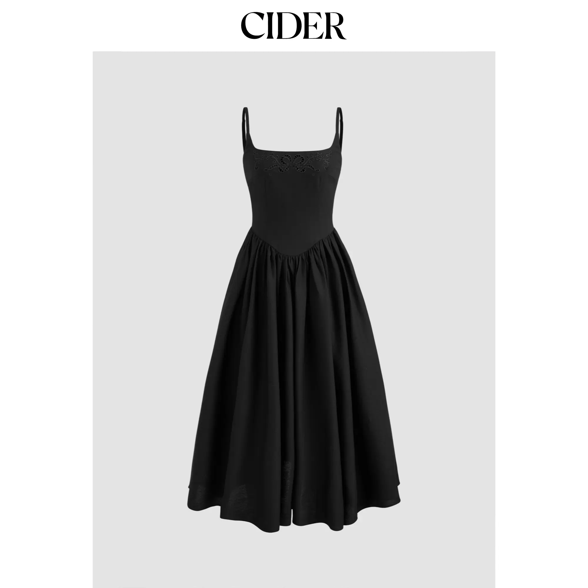 Cider [size 0-10] Cotton Linen Scoop Neckline Broderie Anglaise Ruffle Maxi Dress SummerFinds SohoChic