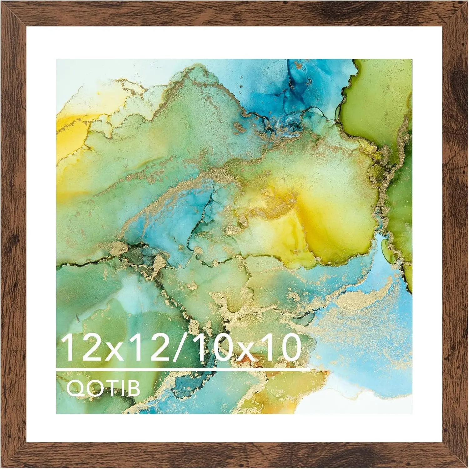12x12 Deep Brown Frame with 10x10 Mat for 30x30cm Diamond Art Painting, Display 10x10 Picture with Mat or 12x12 Without, Large Wall Hanging Picture Frame, 1 Pack
