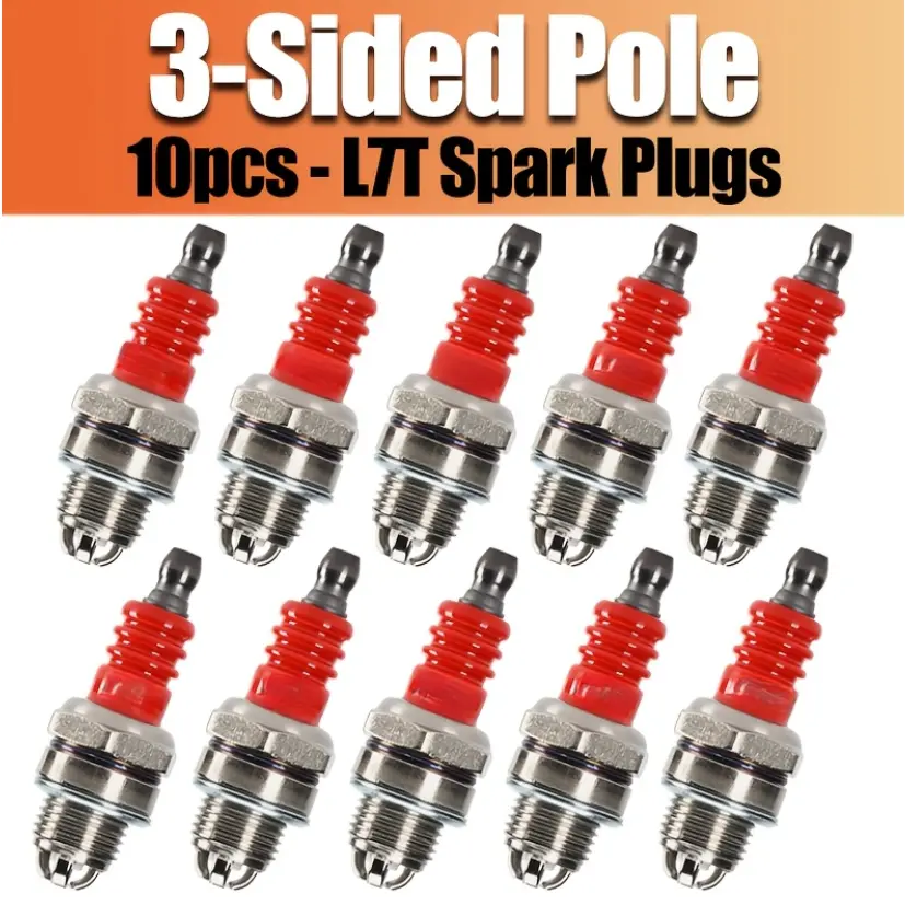 5/10 Pcs High-Quality 3-Electrode L7T Type Spark Plugs - Replacement Parts for 2-Stroke Engines, Chain Saws, Gasoline Tools, Three Electrodes