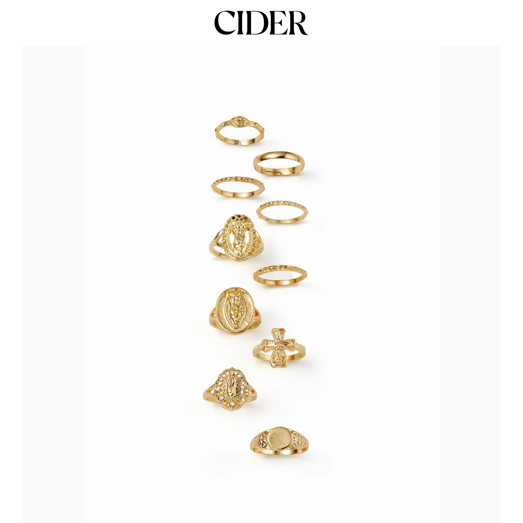 Cider 10 PCS ENGRAVED RING SET