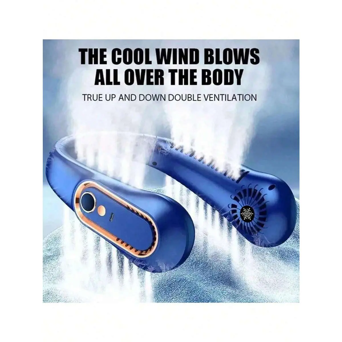 1pc Compact ABS Plastic Portable Bladeless Neck Hanging Fan - 1200mAh Battery, 5 Adjustable Speeds, LED Display, Suitable for Students, Outdoor Use, Ideal Holiday Gift for Home & Office