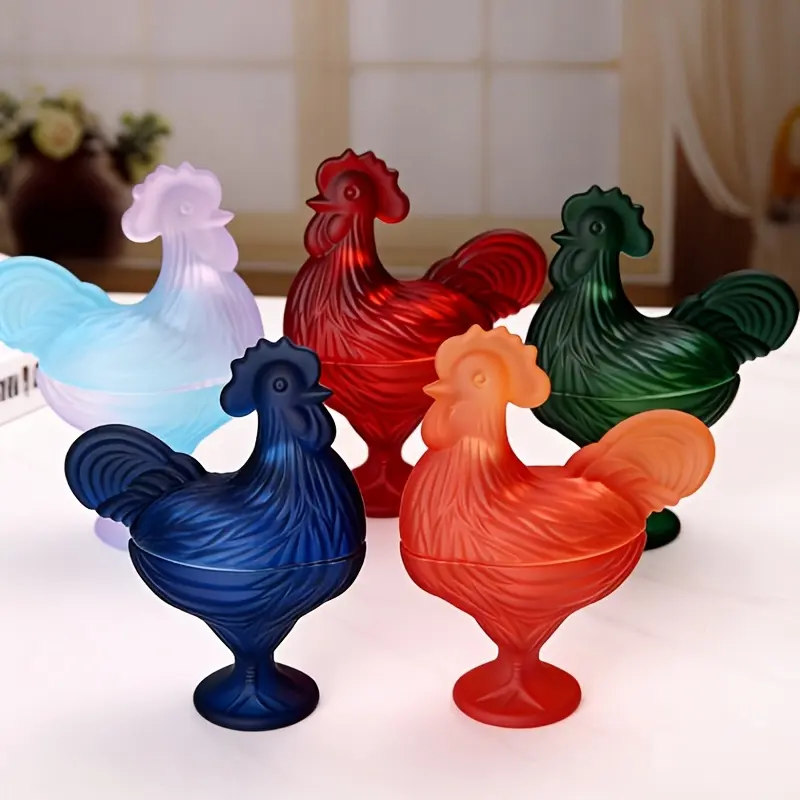 Frosted Animal-Shaped Crystal Glass Egg Platter - Home Decor Storage Jar, Dried Fruit & Snack Tray, Christmas Holiday Gift for Indoor Living Room Displays