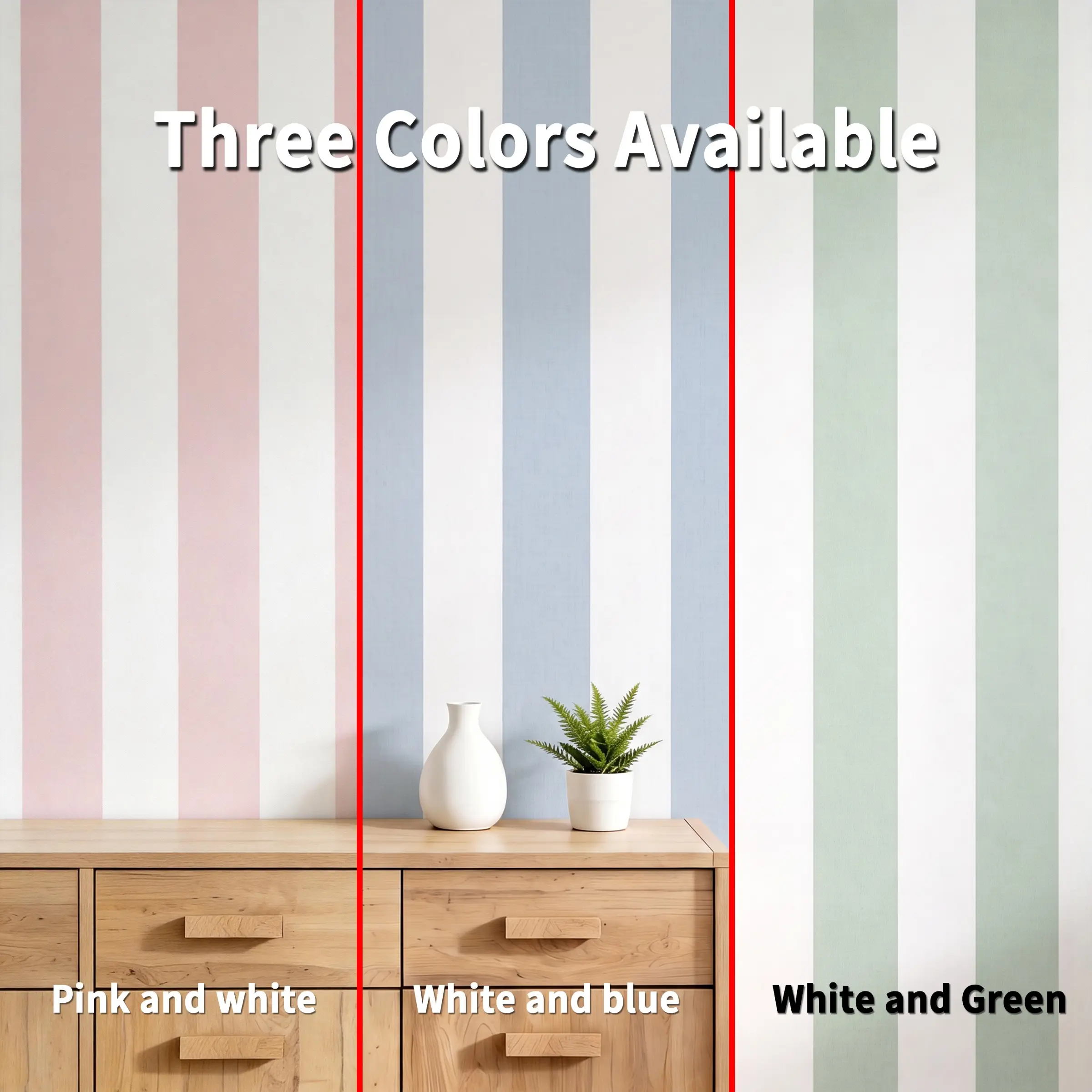 Pink White Vertical Stripe Peel and Stick Wallpaper, Waterproof Decorative Wallpaper, 40cm Wide, Linen Textured Renter Friendly Removable Self Adhesive Waterproof Vinyl for Nursery Bedroom Accent Wall Home Decor