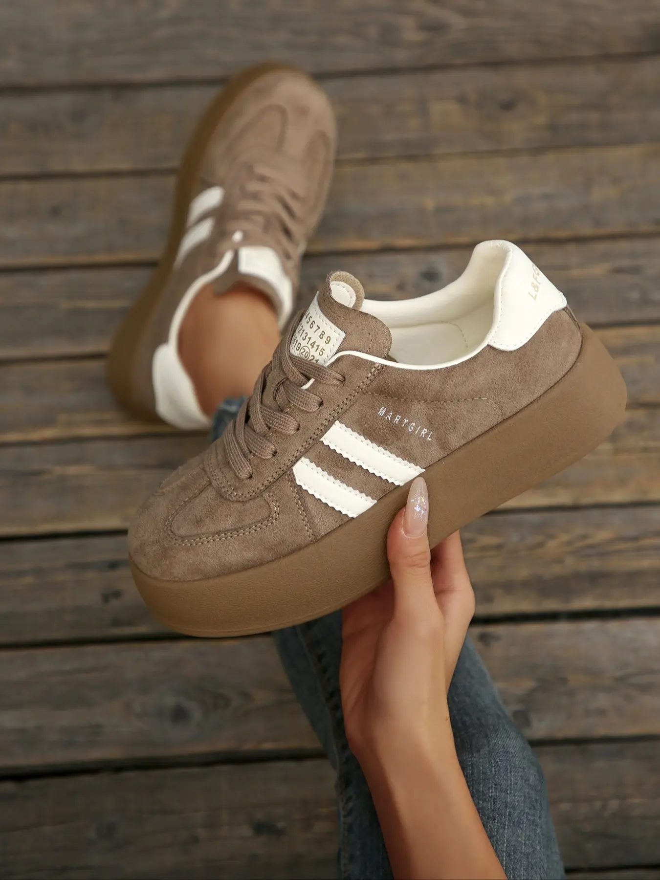 Women's New Vintage German Training Trendy Walking Shoes, Velour Casual Fashion Soft Sole Comfort, British Style Versatile All Seasons, Casual Trendy Trainers, Soft Soled Shoes