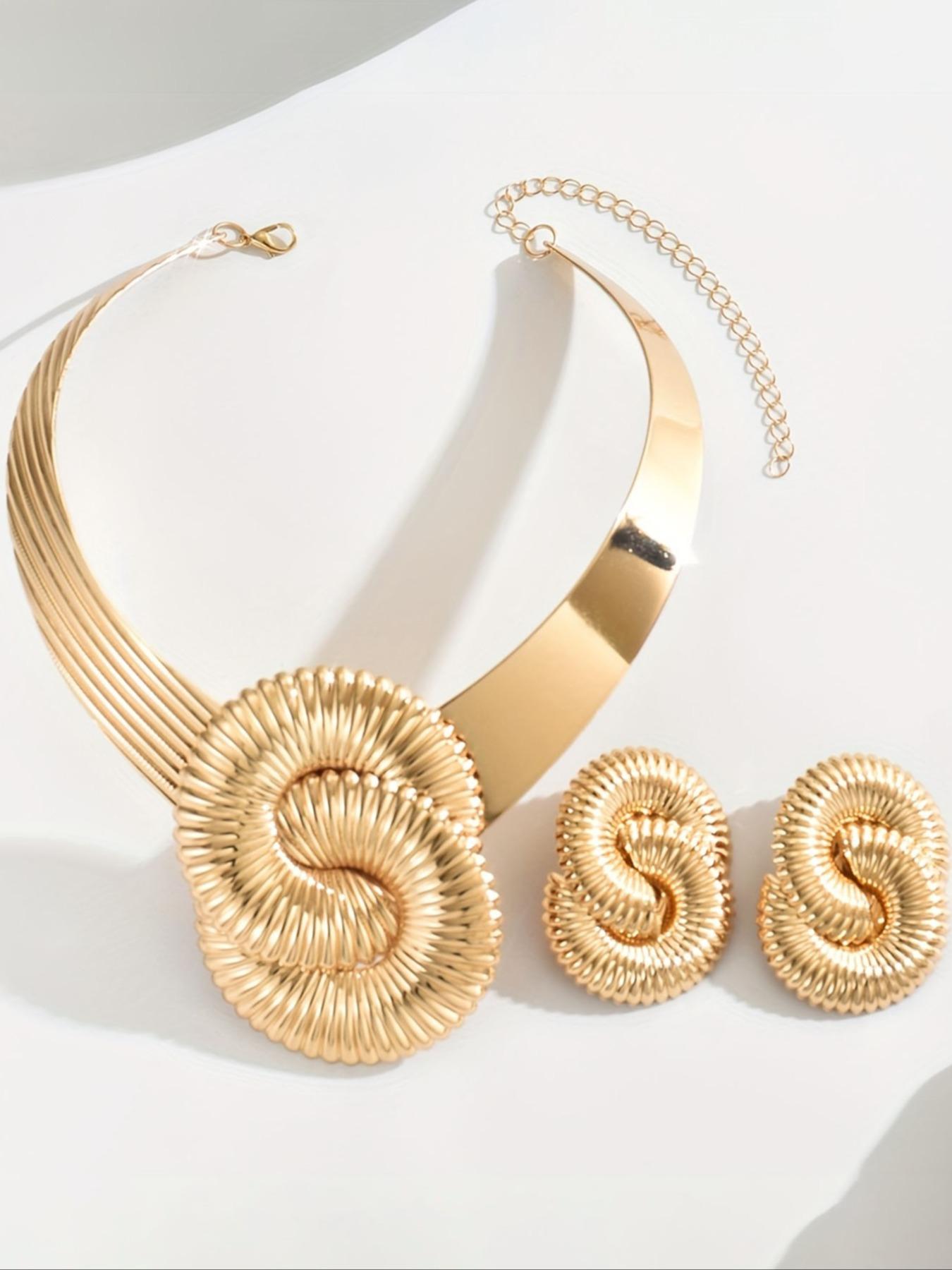 Women's Fashion Jewelry Set, Elegant Jewelry Set, Metal Statement Necklace & Earrings, Party Wedding Gift, All Seasons Wear, Unique Design Accessories, Complete Accessories Set, Matching Jewelry Set, Fashionable Jewelry Set, Jewellery Gift Set