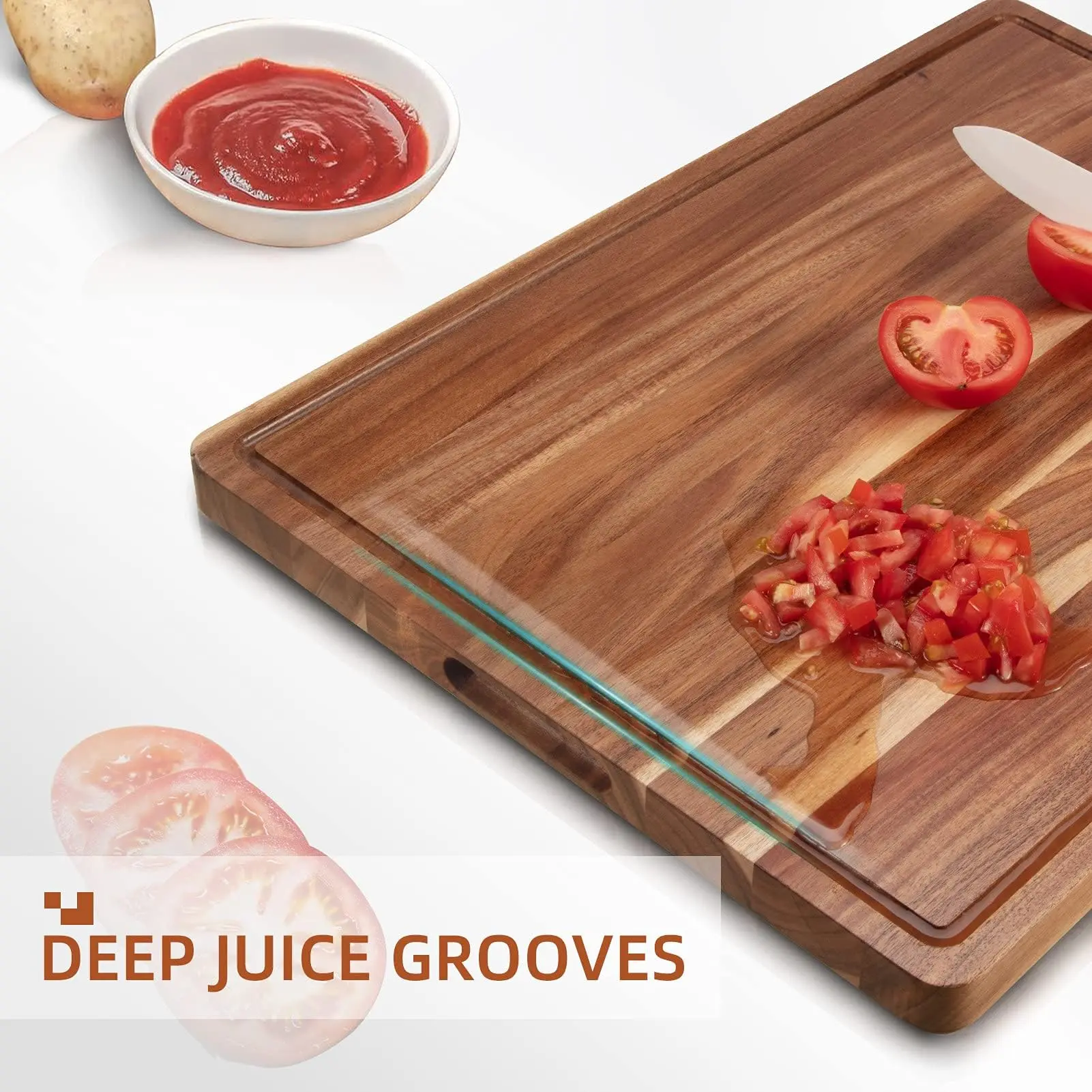 High-Quality Acacia Wood Cutting Board Set of 3 – Large, Durable Kitchen Chopping Boards – Thick, Eco-Friendly, Easy to Clean – Ideal for Vegetables, Meat, Fruits – Multi-Purpose Food Prep Board