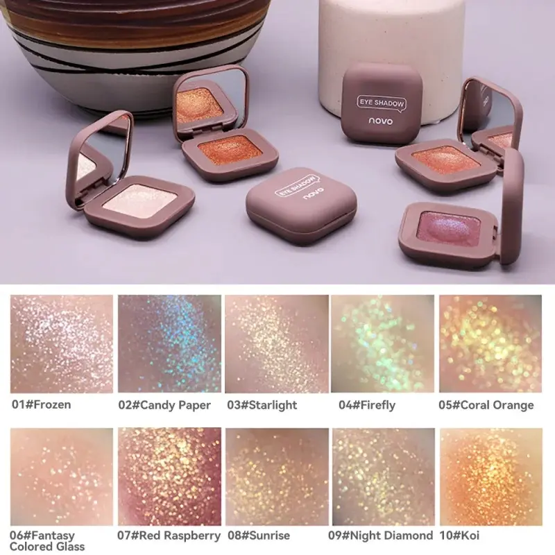 NOVO Keyboard Fingertips Cool Eye Shadow Makeup Paint Glitter Cosmetic Eyeshadow 3D Bare Metal Eye Shadow For Brightening Eye Makeup Glitter Eyeshadow