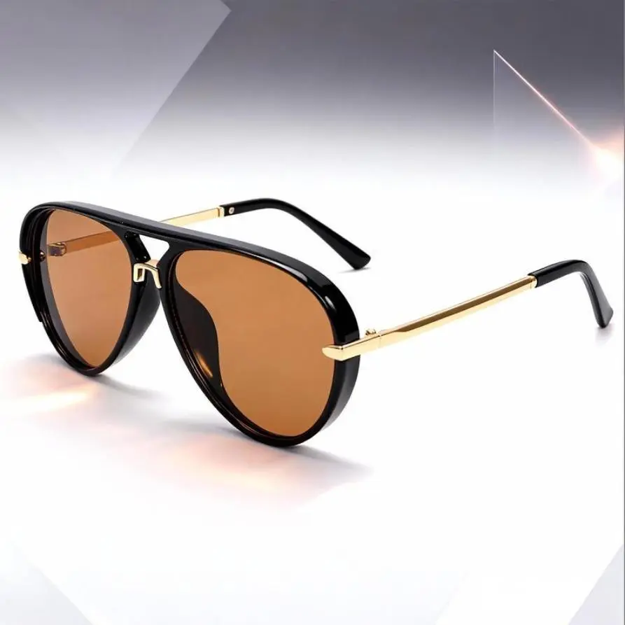 2026 New Unisex Trendy Casual Aviator Sunglasses - High Quality Fashionable Frames UV400 Shades with Gold Trim Black Frame for Sports & Outdoor Leisure Use, Fashionable Frames Sunglasses