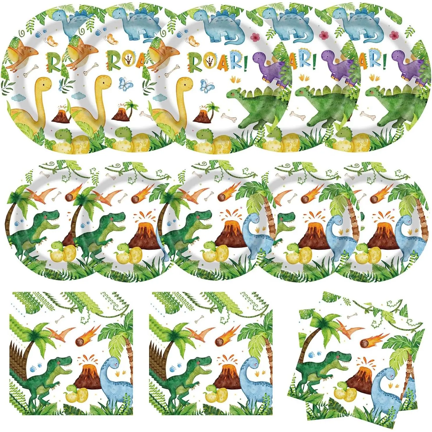 Dinosaur Birthday Decorations Dinosaur Party Supplies 48 count Dinosaur Plates and Napkins for Boy Birthday Party  Shower Decorations