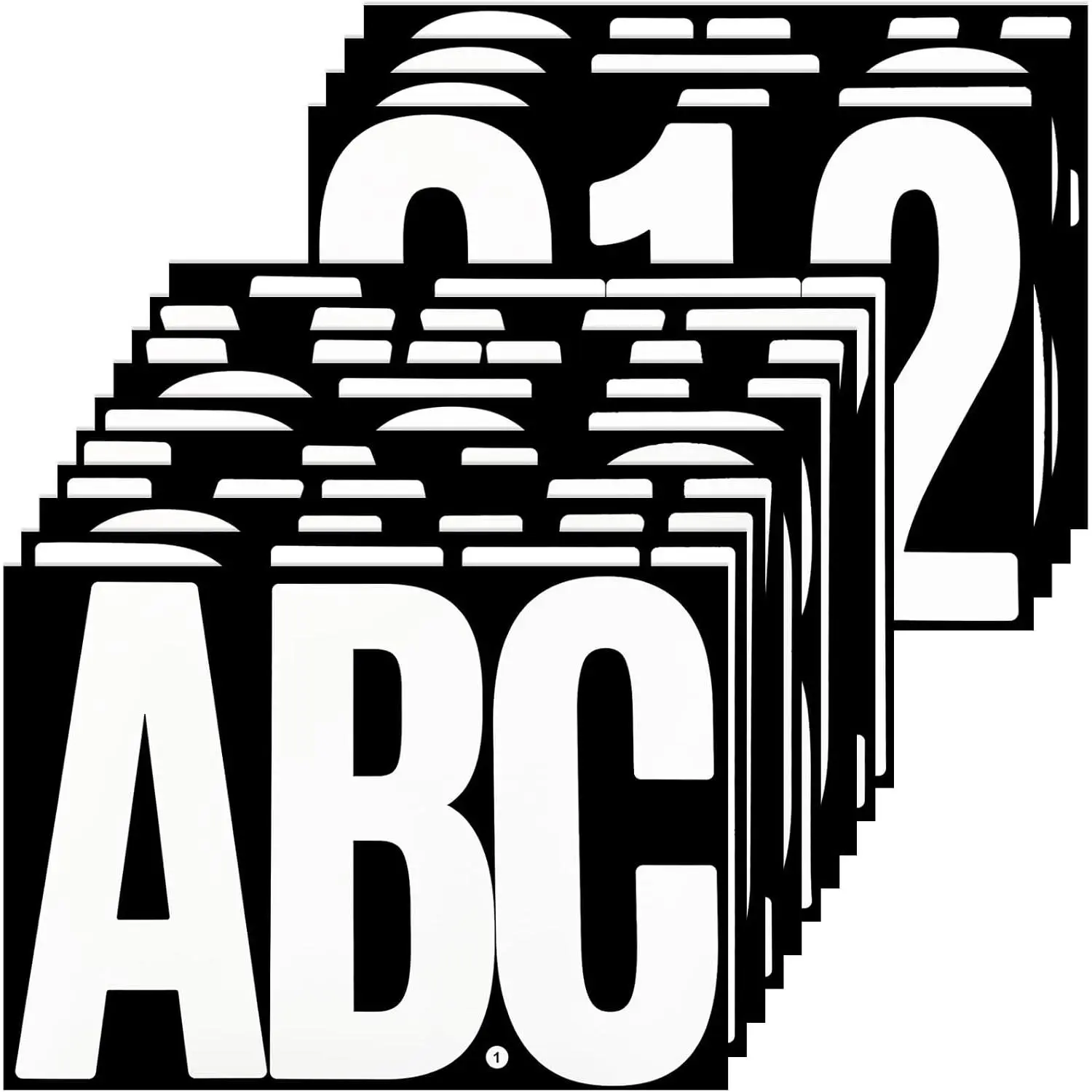 7-Inch Self-Adhesive Large Letters Vinyl Stickers, White | 14 Sheets Alphabet & Number Stickers for Mailbox, Outdoors (Office Stationery Labels)
