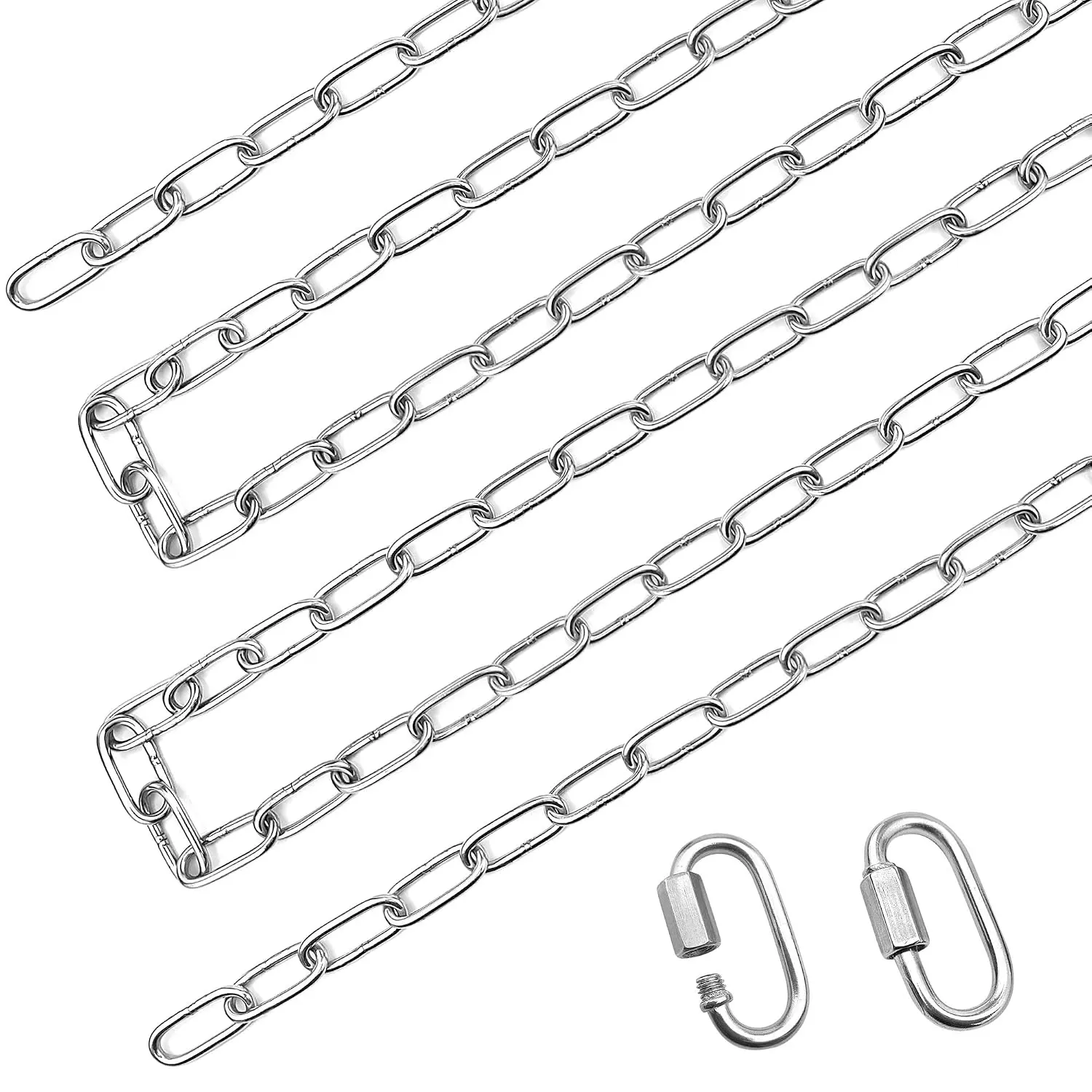 304 Stainless Steel Chain with 2 count Chain Link Connectors, 10  1/8 inch Thickness Heavy Duty Metal Chain Hardware  for  and Outdoor Decoration Lights Chandelier  Fence
